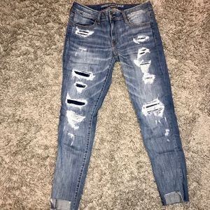 AEO Super Stretch Super Low Rise Patchwork Jegging